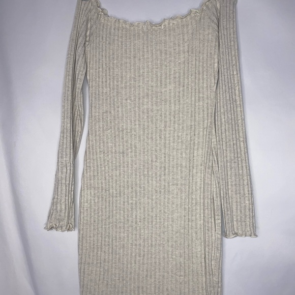 Fashion Nova:Jacklyn Off Shoulder Dress in Oatmeal - Picture 6 of 7